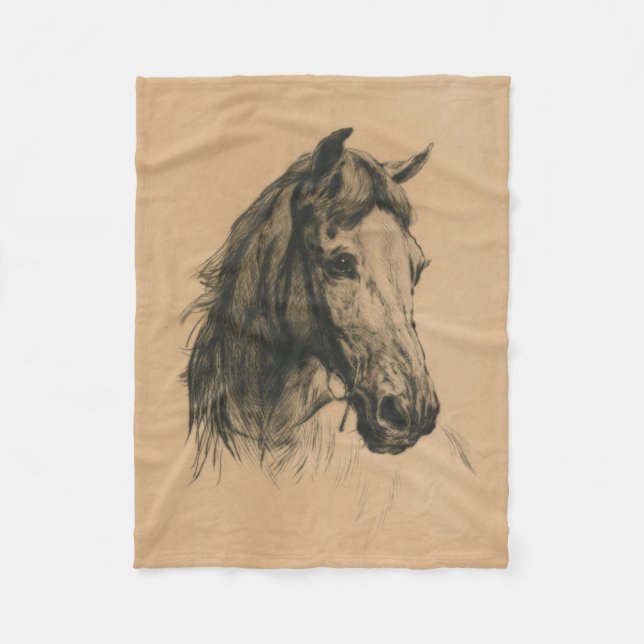 Pferdekopf (von Heywood Hardy) Fleecedecke (Vorderseite)