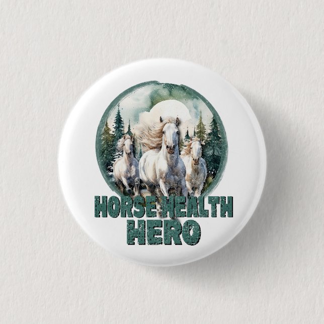 Pferdekrankenheld, Vintager Pferderückenstich Button (Vorderseite)