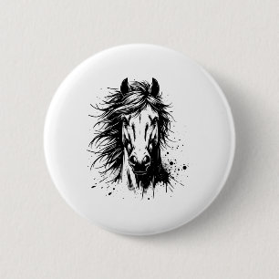 Pferdekunst für Männer Frauen Kinder Pferdeportrai Button