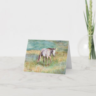 Pferdekunstmalerei Weißes Pferd Aquarellkarte  Dankeskarte