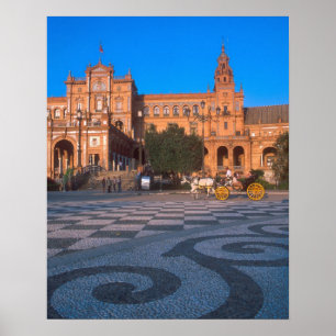 Pferdekutsche auf der Plaza de Espana in Poster