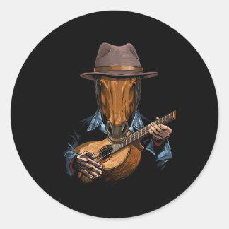 Pferdekutsche Gitarre Gitarrenspieler Farm Ani Runder Aufkleber