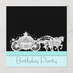 Pferdekutsche Türkisblaue Prinzessinnen-Geburtstag Einladung