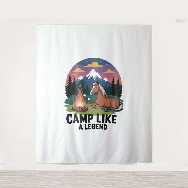 Pferdelager wie ein Camping Wandteppich (Vorderseite)