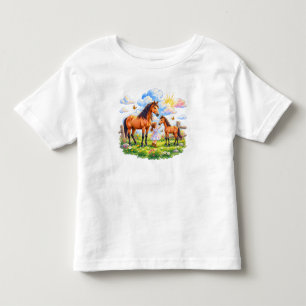 Pferdeliebe auf der Blumenwiese Kleinkind T-shirt