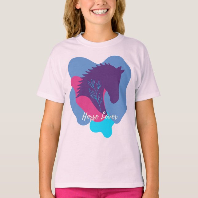 Pferdeliebhaber Bunt Gestaltet T-Shirt (Vorderseite)
