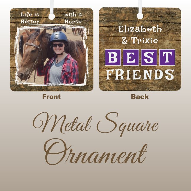 Pferdeliebhaber Foto Namen lila rustikal Ornament Aus Metall (Von Creator hochgeladen)