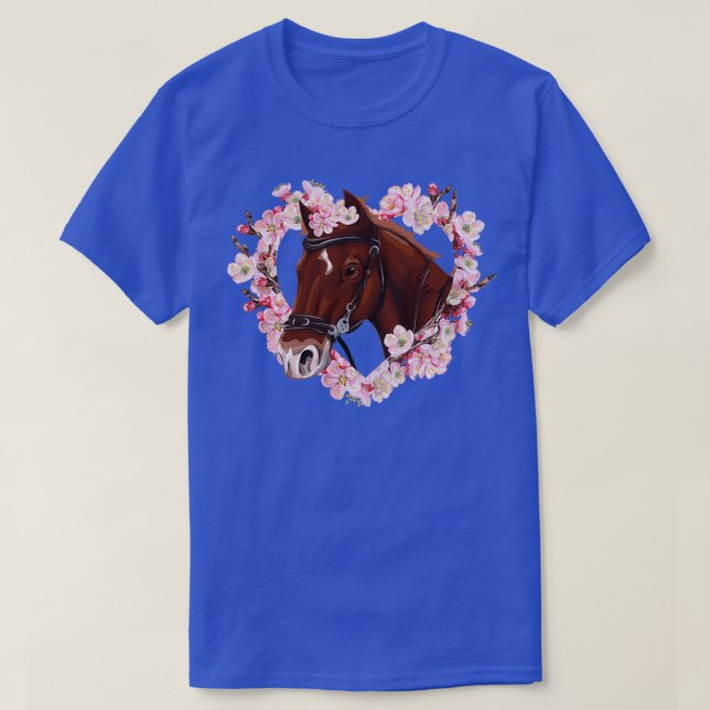 Pferdeliebhaber Geschenke Braunpferd mit Blume 1 T-Shirt (Design vorne)