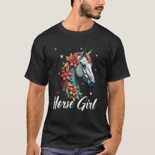 Pferdeliebhaber Mädchen Frauen Lustig Floral Pferd T-Shirt