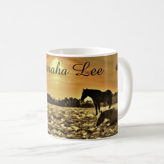 Pferdeliebhaber Personalisiert mit Namen Rustic Su Kaffeetasse (VorderseiteRechts)