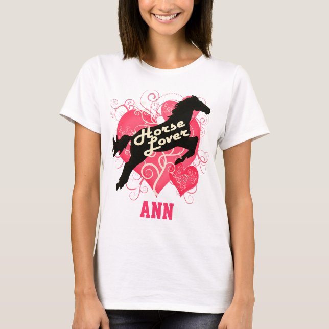 Pferdeliebhaber personalisierter Ann T-Shirt (Vorderseite)