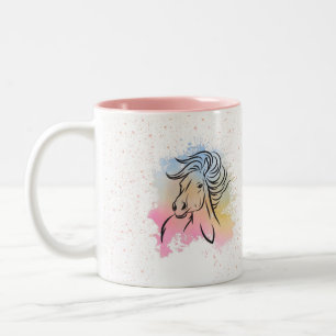 Pferdeliebhaber, Reitsportgeschenk, Pferdereiten G Zweifarbige Tasse