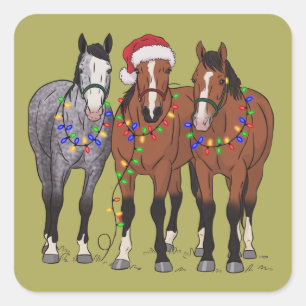 Pferdeliebhaber Weihnachten Tierfarm Tierliebhaber Quadratischer Aufkleber