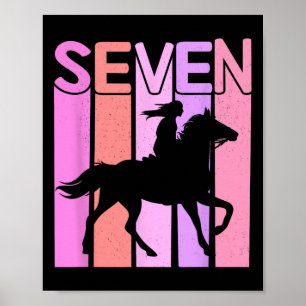 Pferdemädchen 7. Geburtstag Reiten 7 Jahre alt Poster
