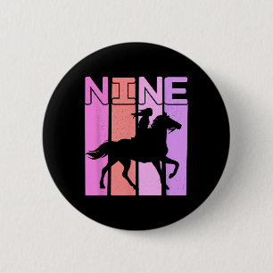 Pferdemädchen 9. Geburtstag Reiten 9 Jahre alt Button