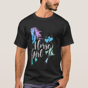 Pferdemädchen Buntes Reitsportliebhaber Süß Reiten T-Shirt