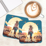 Pferdemädchen Cowgirl Pferdeliebhaber Wüstenunterg Getränkeuntersetzer<br><div class="desc">Pferdemädchen entwerfen mit einem Pferdemädchen,  Cowgirl,  ihren Pferden in der Wüste im Sonnenuntergang.</div>