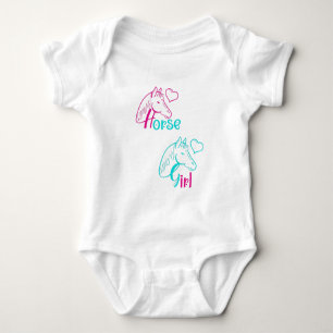 Pferdemädchen in Rosa und Türkis Baby Strampler