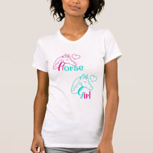 Pferdemädchen in Rosa und Türkis T-Shirt