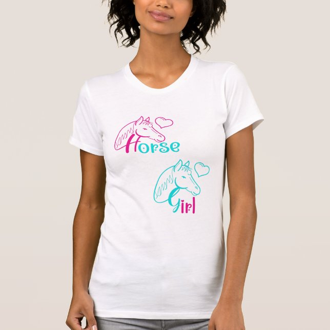 Pferdemädchen in Rosa und Türkis T-Shirt (Vorderseite)