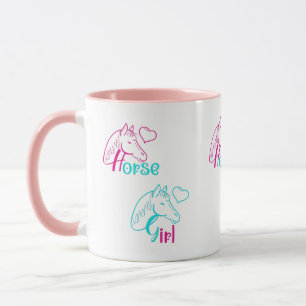 Pferdemädchen in Rosa und Türkis Tasse