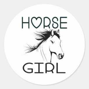 Pferdemädchen Reitsport Pferdeliebhaber Cowgirl Po Runder Aufkleber