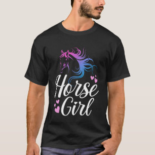Pferdemädchen-Verlaufs-Kopf Reitsport Liebe Wester T-Shirt