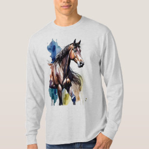 Pferdemalerei Langarm Oberteil T-Shirt