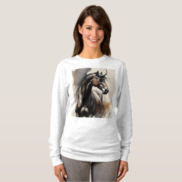 Pferdemalerei Langarm Oberteil T-Shirt