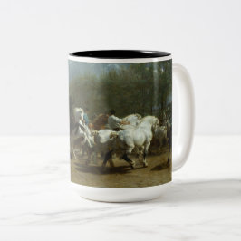 Pferdemarkt (von Rosa Bonheur) Zweifarbige Tasse