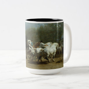 Pferdemarkt (von Rosa Bonheur) Zweifarbige Tasse