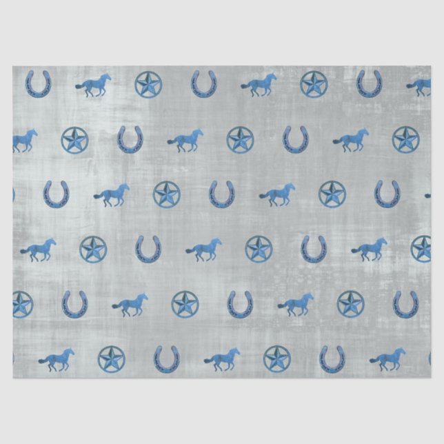 Pferdemuster (blau) seidenpapier (Vorderseite)