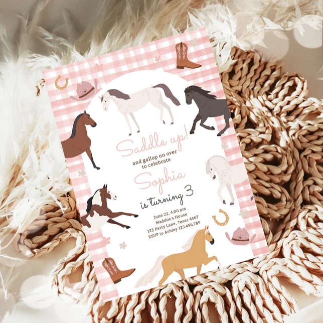 Pferdepony Saddle Up Cowgirl Geburtstag Einladung (Von Creator hochgeladen)