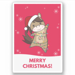 Pferdepony Weihnachten Schnee Winter Tiere Pferde  Aufkleber