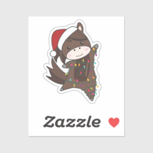 Pferdepony Weihnachten Schnee Winter Tiere Pferde  Aufkleber