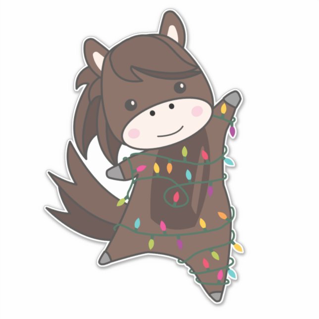 Pferdepony Weihnachten Schnee Winter Tiere Pferde  Aufkleber (Vorderseite)