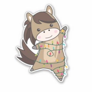 Pferdepony Weihnachten Schnee Winter Tiere Pferde  Aufkleber