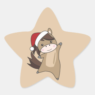 Pferdepony Weihnachten Schnee Winter Tiere Pferde  Stern-Aufkleber