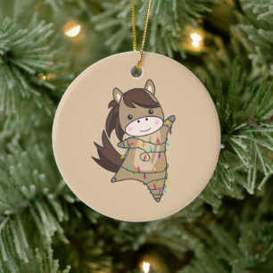 Pferdepony Weihnachten Schnee Wintertiere Pferde C Keramik Ornament