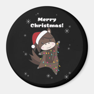 Pferdepony Weihnachtsschnee Wintertiere Pferde Magnet