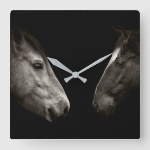Pferdeportrait Quadratische Wanduhr