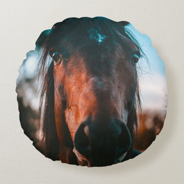PFERDEPORTRAIT RUNDES KISSEN (Vorderseite)