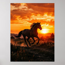 Pferdeposter Sonnenuntergang Wandkunst Poster