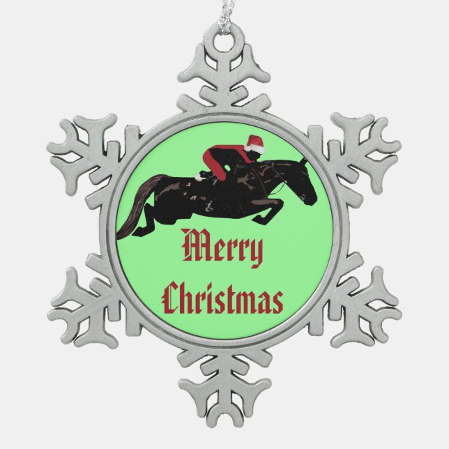 Pferdepullover-Weihnachten Schneeflocken Zinn-Ornament (Vorderseite)