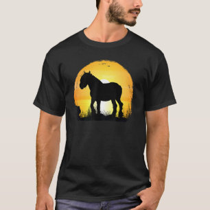 Pferderasse-Silhouette bei Sonnenuntergang   Belgi T-Shirt