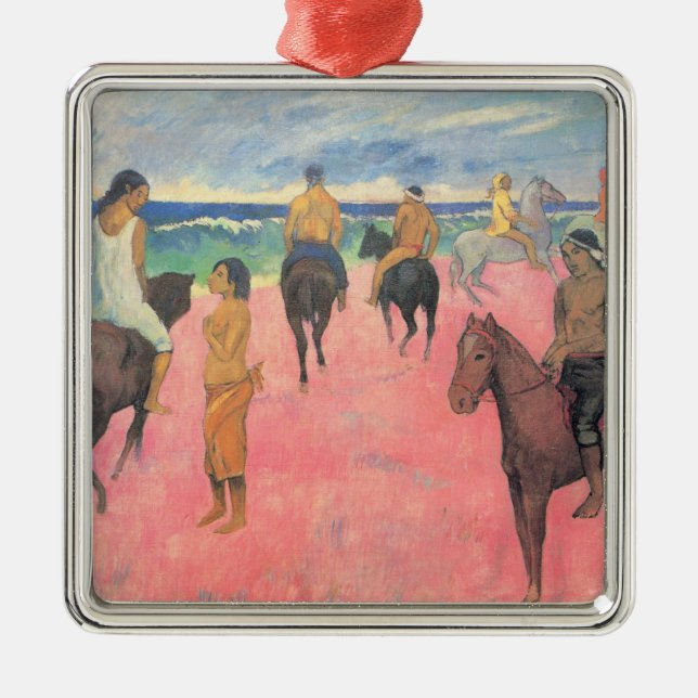 Pferdereiten am Strand von Tahiti (Paul Gaugin) Ornament Aus Metall (Vorne)