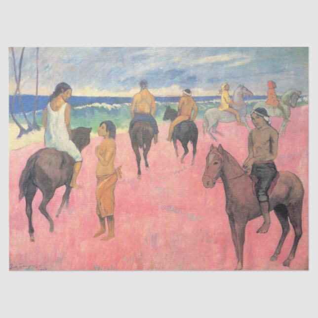 Pferdereiten am Strand von Tahiti (Paul Gaugin) Seidenpapier (Vorderseite)