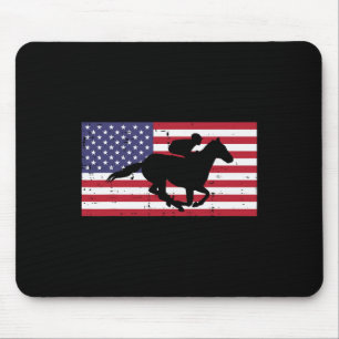 Pferdereiten Flag Horseback Racing Patriotic Eq Mousepad
