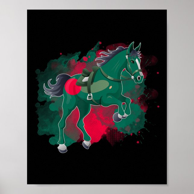 Pferdereiten - Flagge Bangladeschs Poster (Vorne)