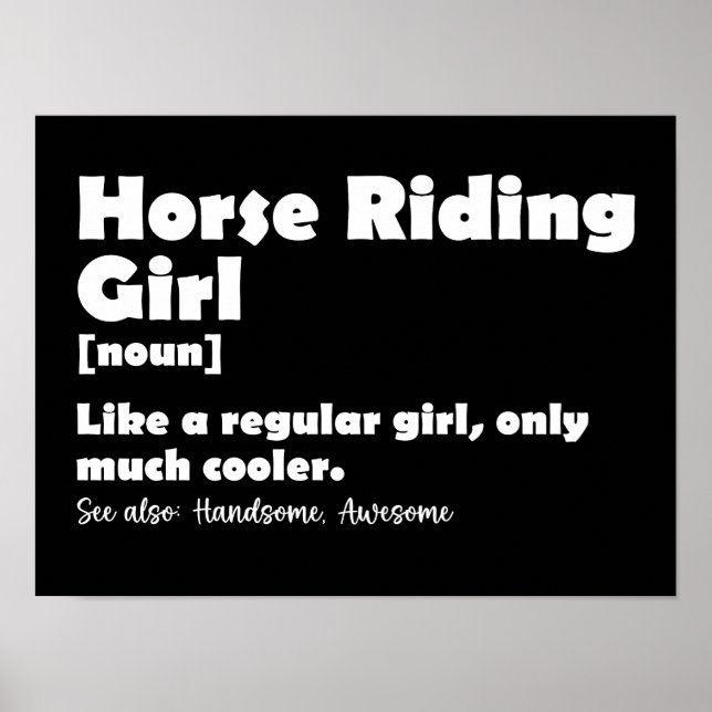 Pferdereiten Girl Definition Funny Reittier Girl Poster (Vorne)